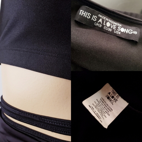 This Is A Love Song Black "TL$ BB Club" Print Criss Cross Waist Tie Crop Top - Picture 6 of 9